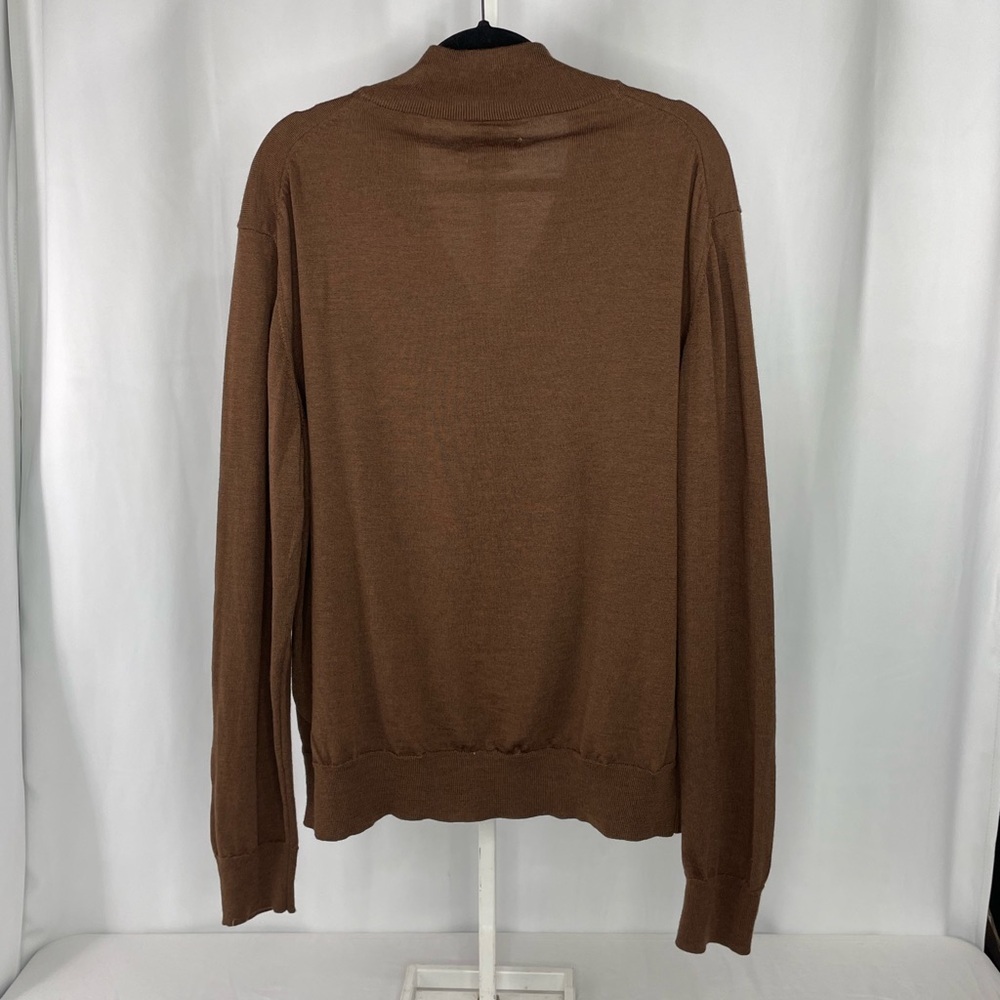Williams & Kent 100% Merino Wool Quarter Zip Sweater Men’s Brown Pullover XXL - Picture 7 of 12